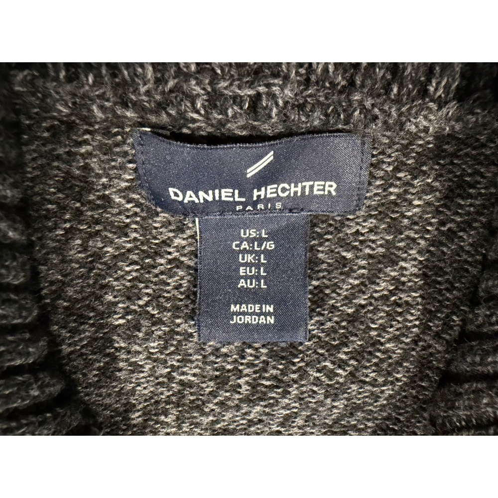 Daniel Hechter Paris Mens Large Full Zip Cardigan Sweater Gray Marl 100% Cotton - Picture 3 of 8